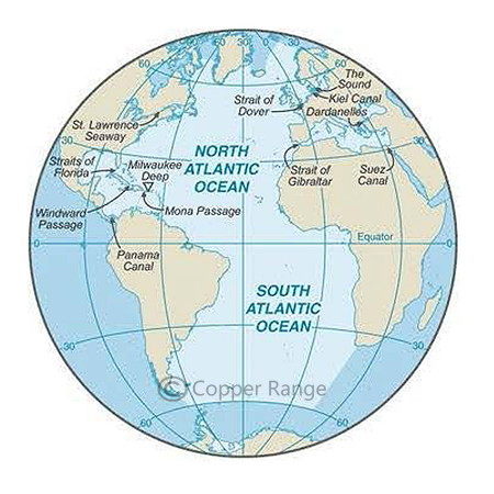 Map of Atlantic Ocean